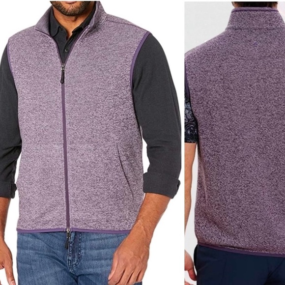 Robert Graham Men’s Klose Knit Classic Fit Vest, full zip, heathered purple sz L - Picture 1 of 16